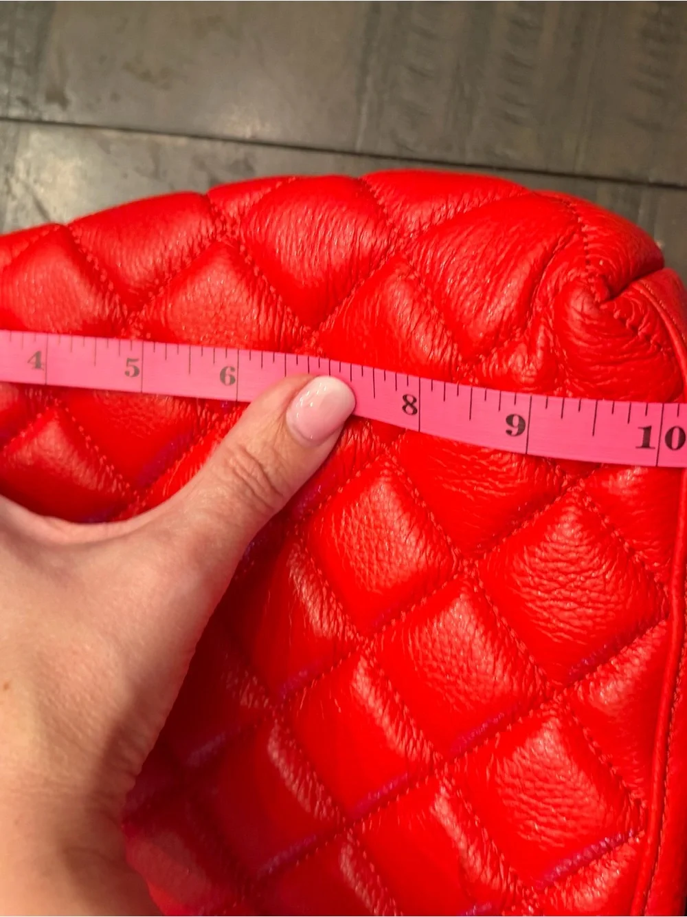 Kate Spade Quilted Red Tote Bag with Gold Chain Handles